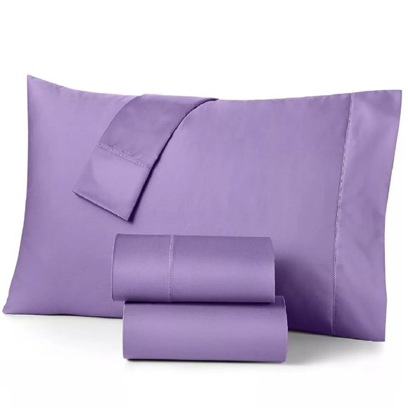 new AMETHYST PURPLE Charter Club Damask Solid 550 TC 100% Cotton QUEEN Sheet Set - Picture 1 of 12